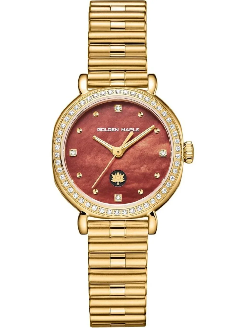 Women's Brown Diamond Bezel Mother-of-pearl Dial Adjustable Bracelets Wristwatch